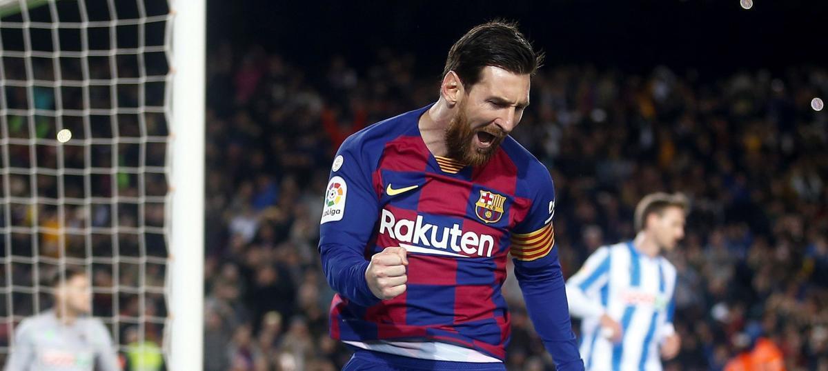 Messi celebra un gol ante la Real Sociedad.