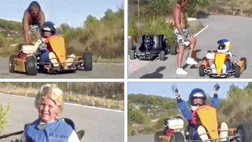 Fotogramas del video que publicó el piloto alemán Nico Rosberg en el que se ve poco antes de pilotar de ´kart´ en el pequeño circuito de su casa.