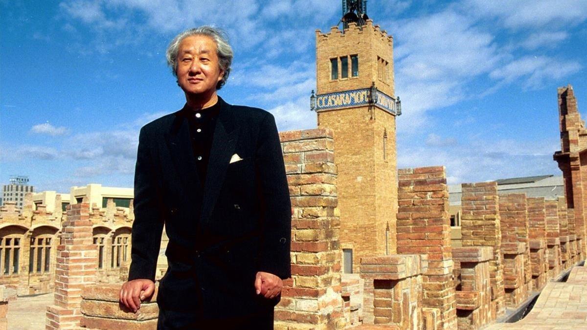 Arata Isozaki, en la presentación de un proyecto arquitectónico en el CaixaFòrum de Barcelona.