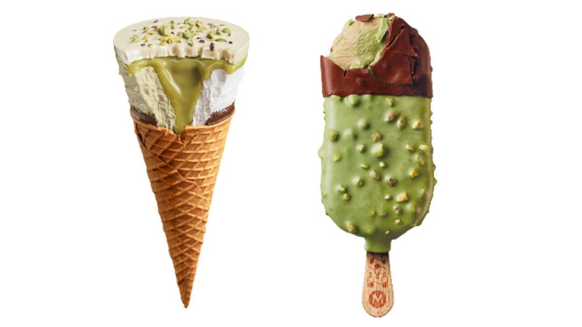 Imagen de los dos helados de pistacho que va a lanzar este verano The Magnum Ice Cream Company.