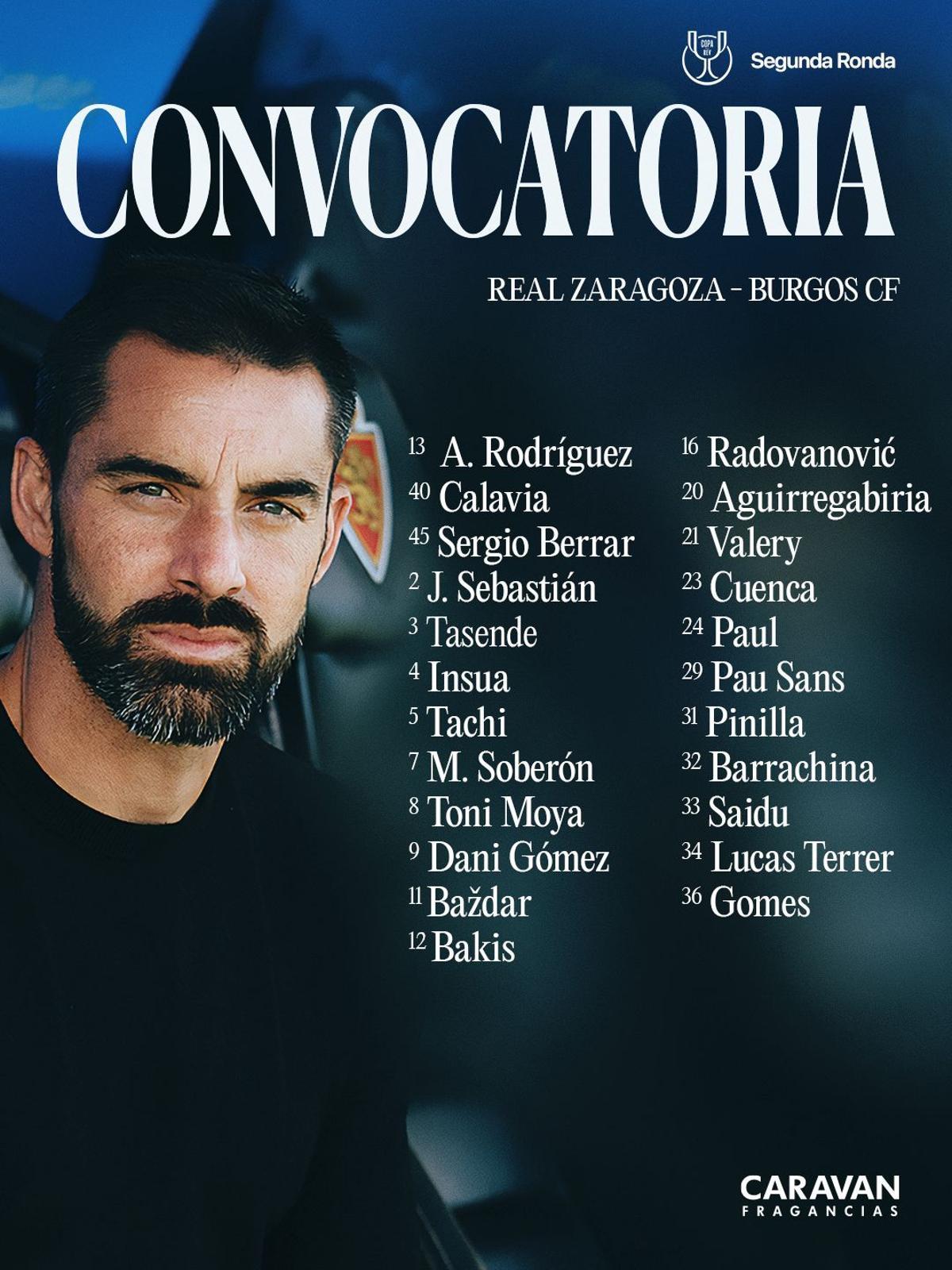 Convocatoria de 23 jugadores para el partido de Copa.