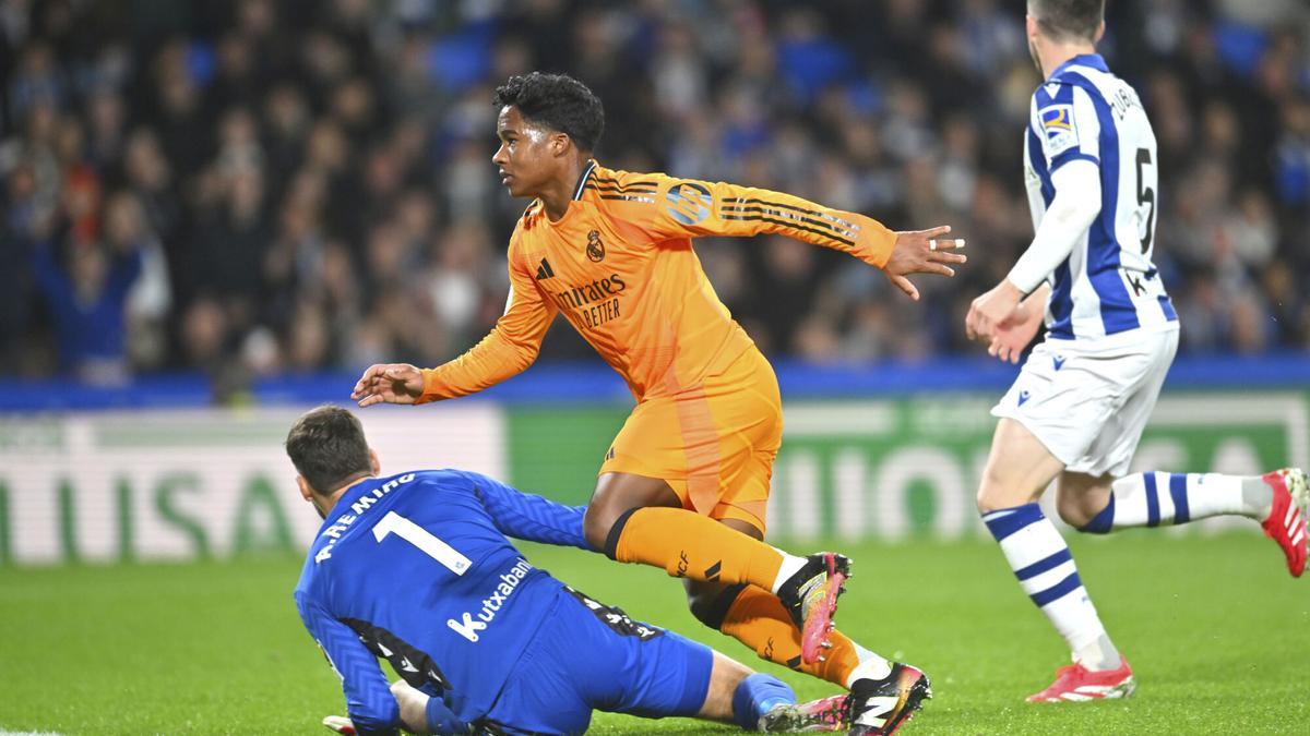 Endrick marca el primer gol del Real Madrid en San Sebastián en el partido de Copa ante la Real Sociedad