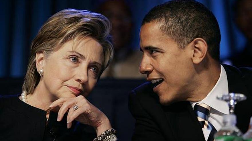 Hillary Clinton y Obama durante la convención del Partido Demócrata