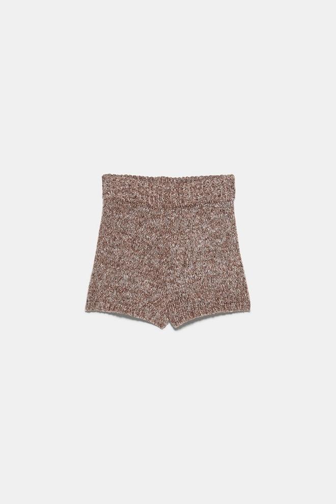 Shorts de tiro alto de punto, de Zara