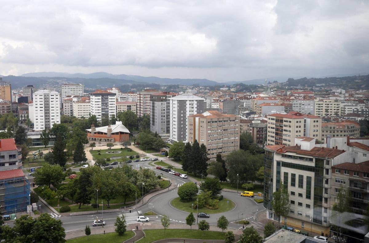 Vista del barrio de Campolongo y otras áreas de la ciudad de Pontevedra.