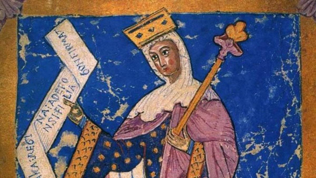 Miniatura medieval que representa a la reina Urraca I de León.