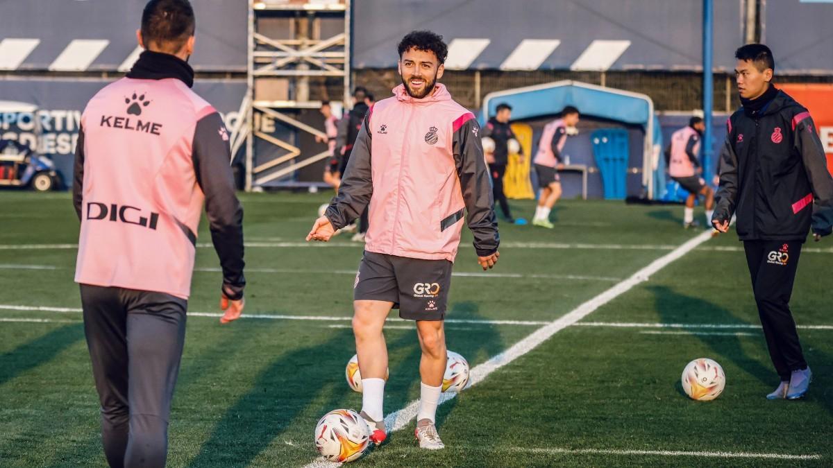 Keidi Bare, en una de las sesiones de entrenamiento del Espanyol