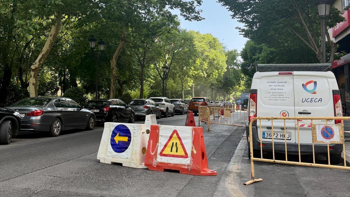 El corte del carril derecho obliga a desviar el tráfico por el izquierdo hasta el mediodía.