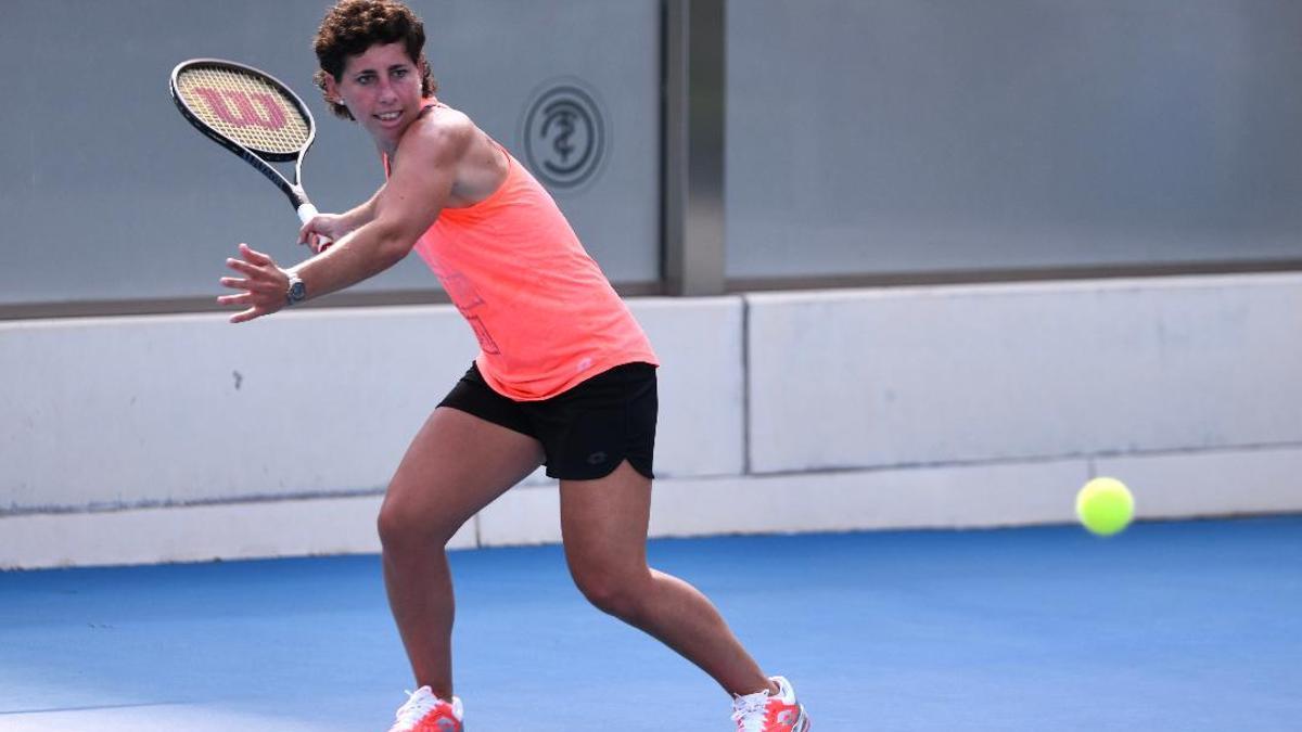 Carla Suárez, entrenándose en el Sporting Club de Tenis de València