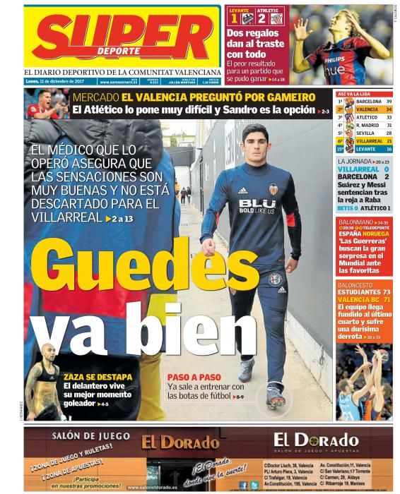 Portadas deportivas de este lunes 11 de diciembre