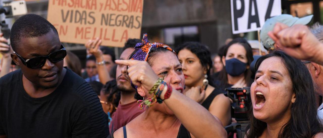 Protesta contra la masacre de la valla de Melilla, esta semana.