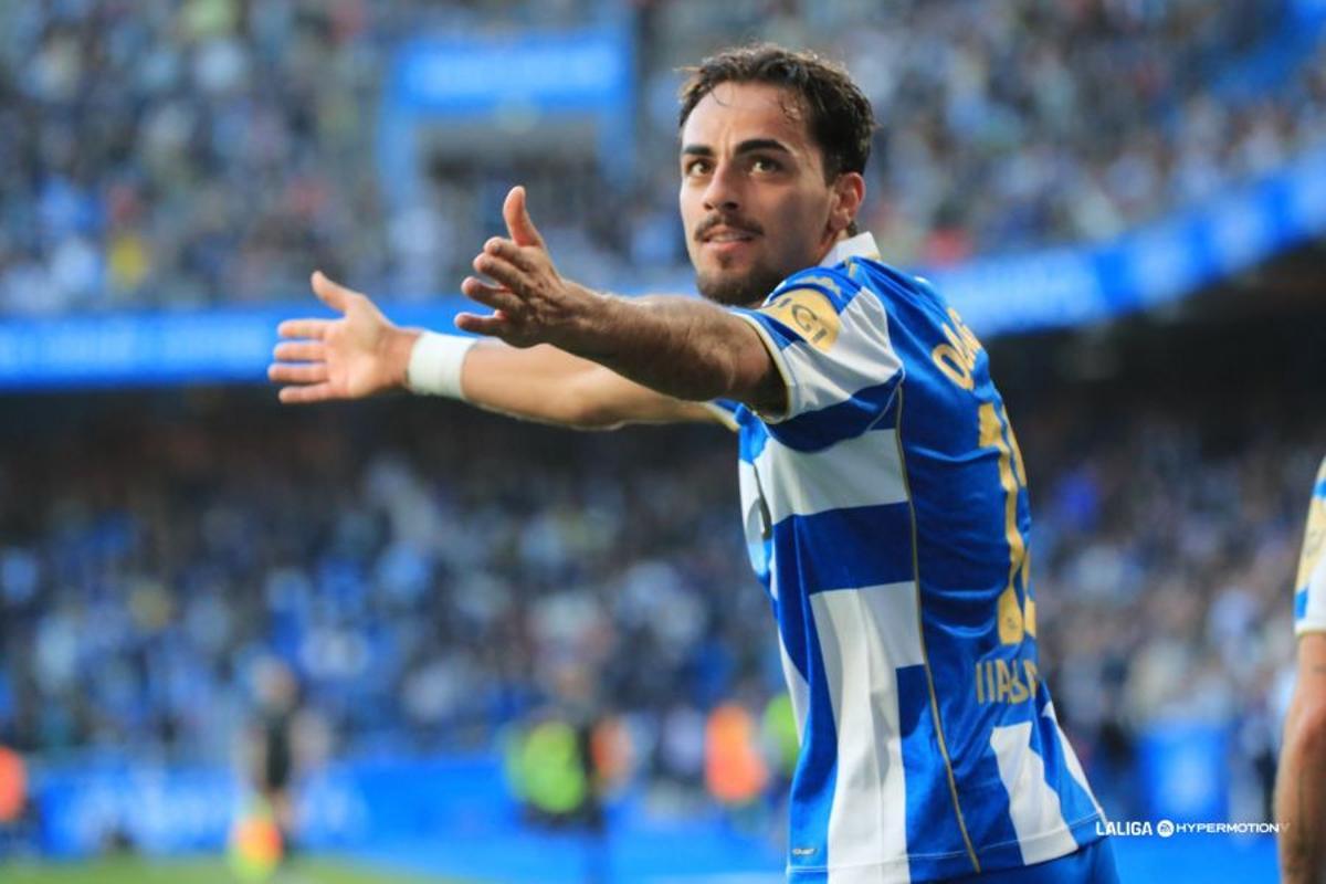 Quagliata celebra su tanto frente al Córdoba en Riazor
