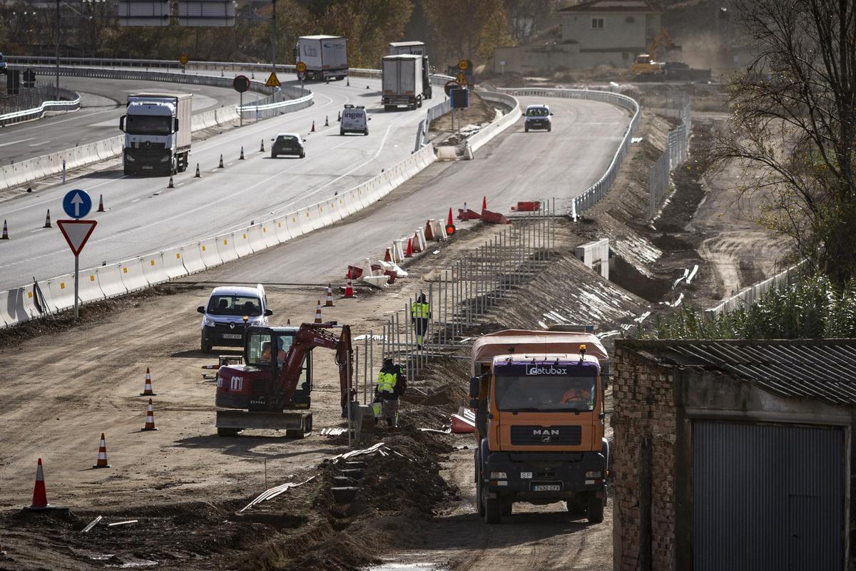 Obras de la autovía A-68 en Mallén, Zaragoza