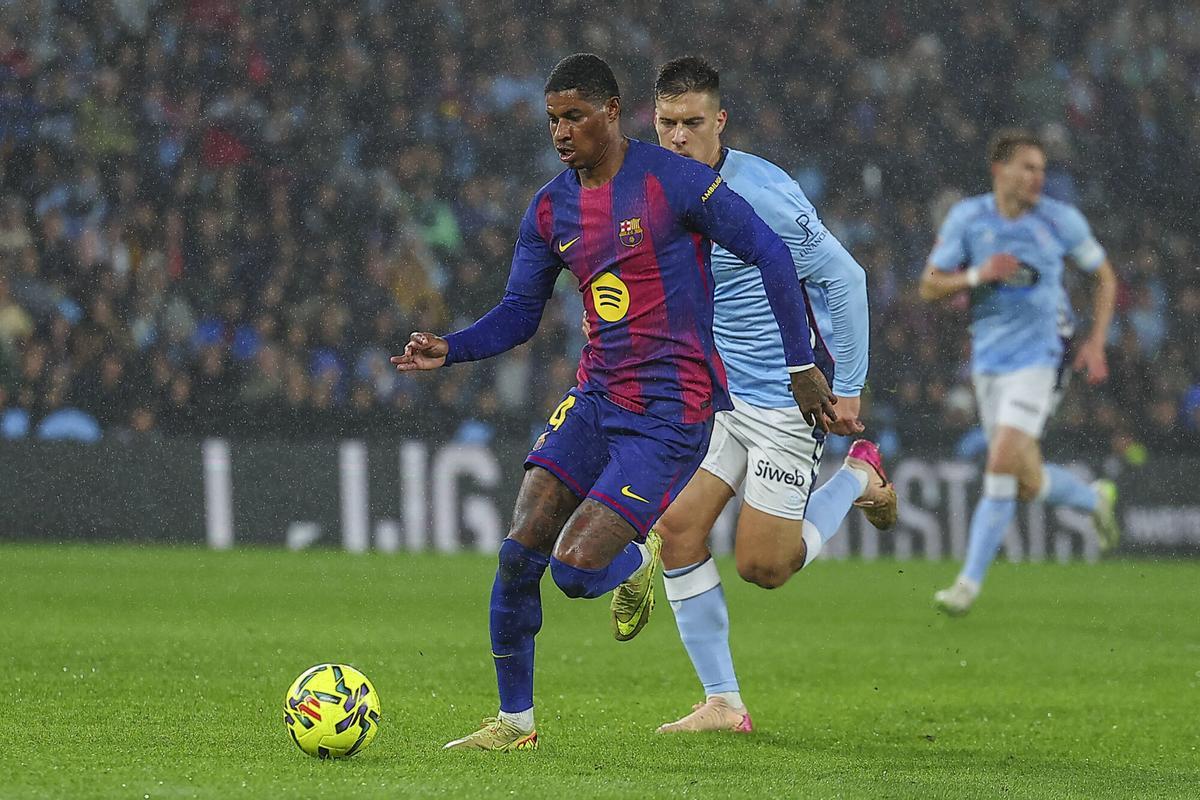 Rashford, en el partido liguero entre el Celta y el Barça