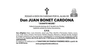 Esquela Juan Bonet Cardona