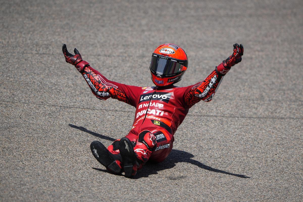 Caida de 'Pecco0 Bagnaia, hace quince días, en Alemania.