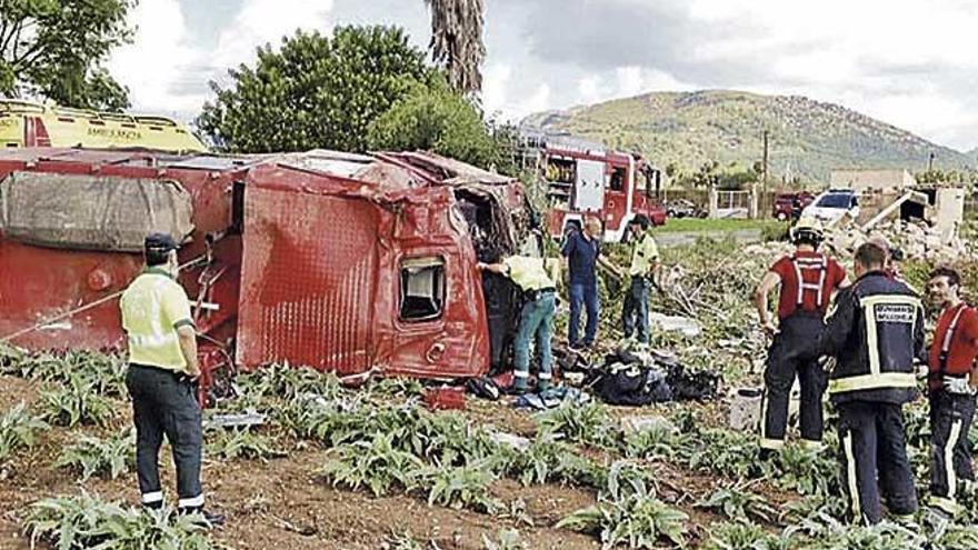 El camión de Bomberos accidentado el pasado 5 de octubre en s´Albufera.