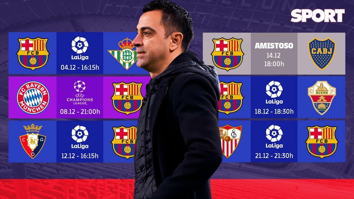 El calendario del Barça en el mes de diciembre