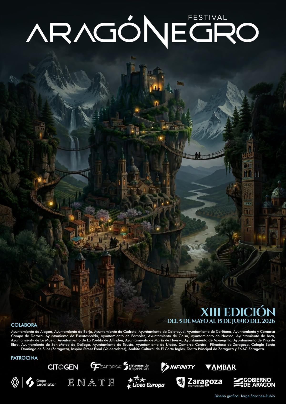 Cartel de la XIII Festival Aragón Negro, creado por Jorge Sánchez-Rubio