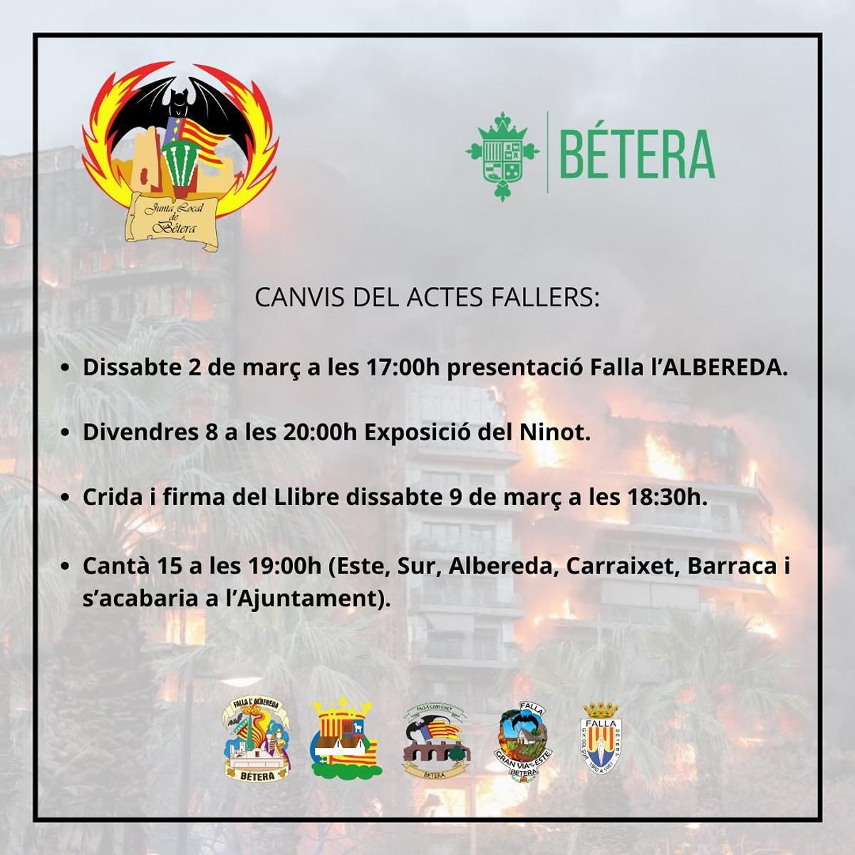 Actos falleros en Bétera.