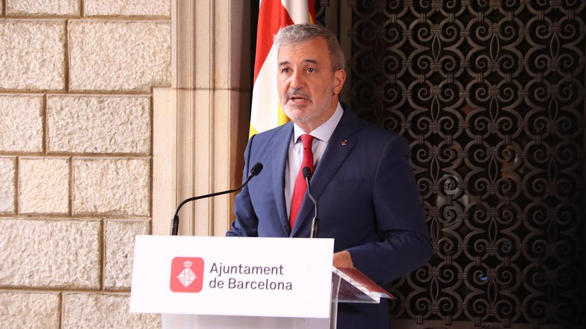 Collboni, durante una comparecencia en el Ayuntamiento de Barcelona.