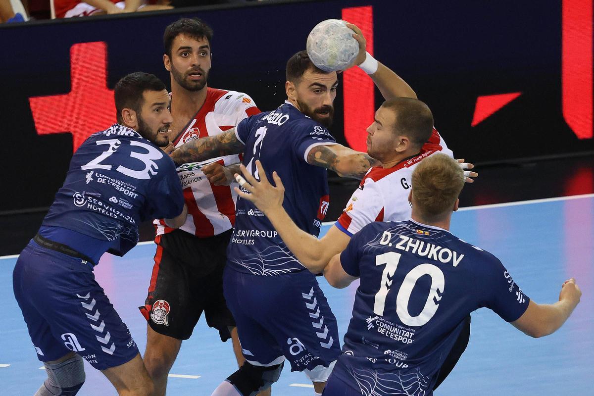 Imagen del derbi entre el Fertiberia y el TM Benidorm