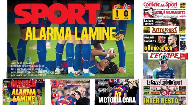 La preocupación por Lamine, en las portadas de la prensa deportiva de hoy