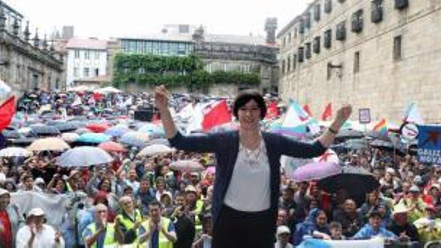 Ana Pontón, en la Praza da Quintana, ayer. // Xoán Álvarez