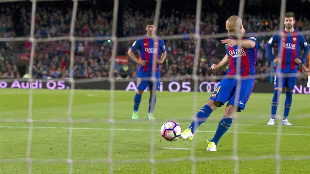 Mascherano anotó su primer gol culé tras anotar este penalti