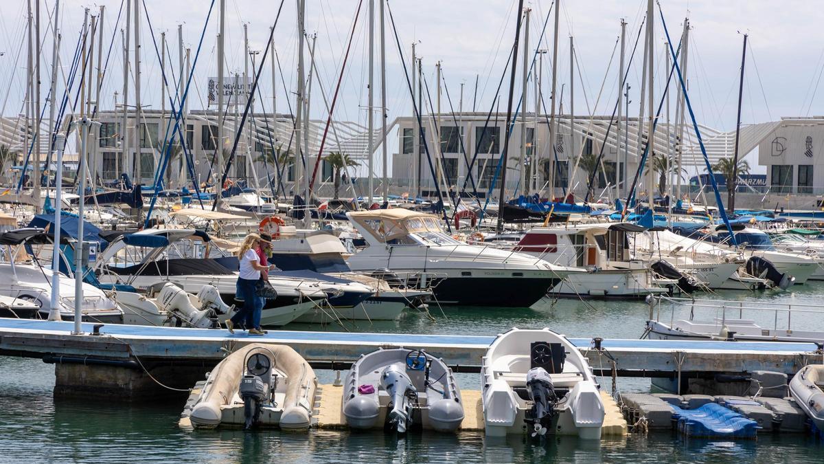 Embarcaciones de recreo amarradas en el Puerto de Alicante este martes.