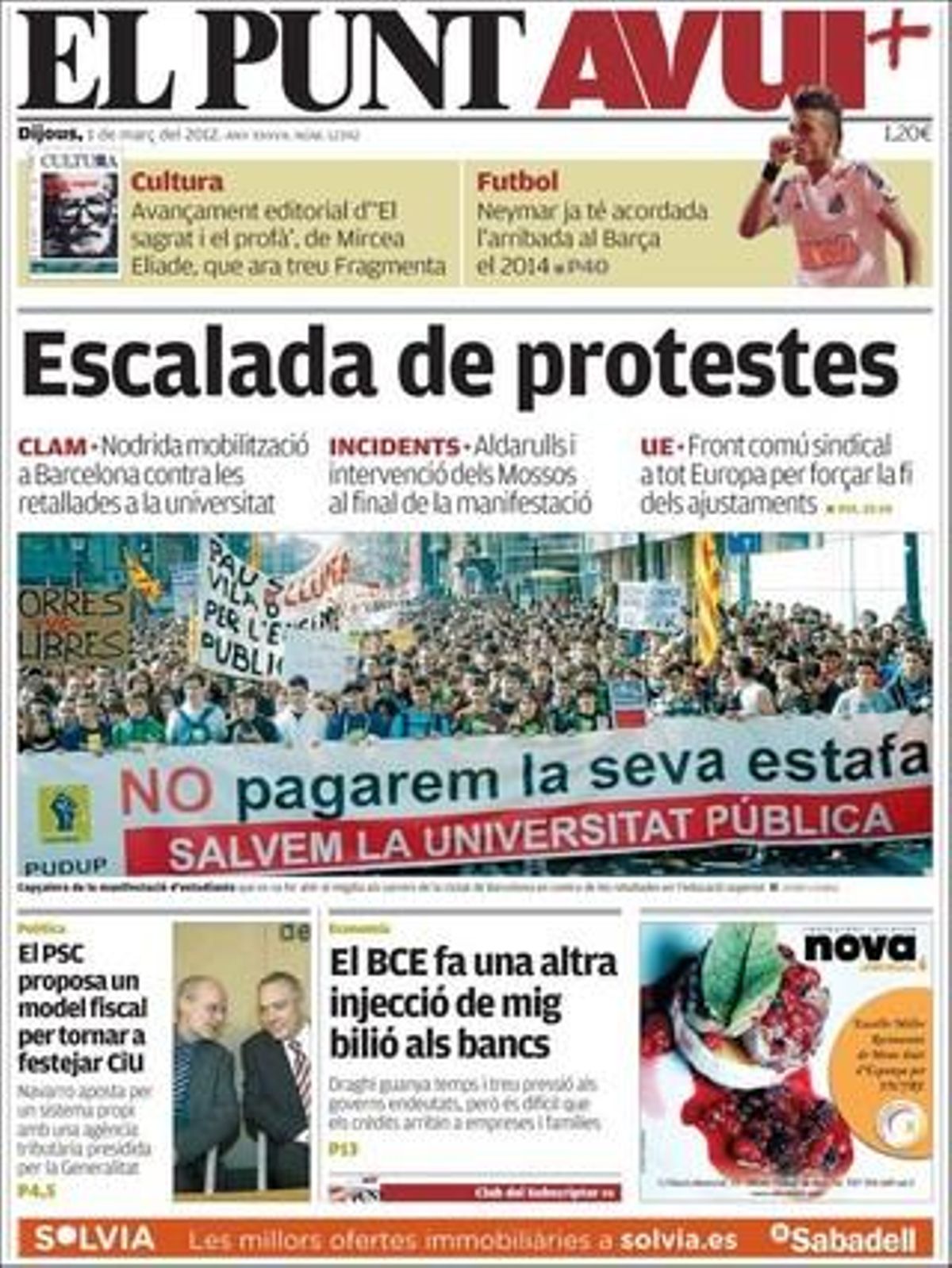 Portada d’’El Punt-Avui’.