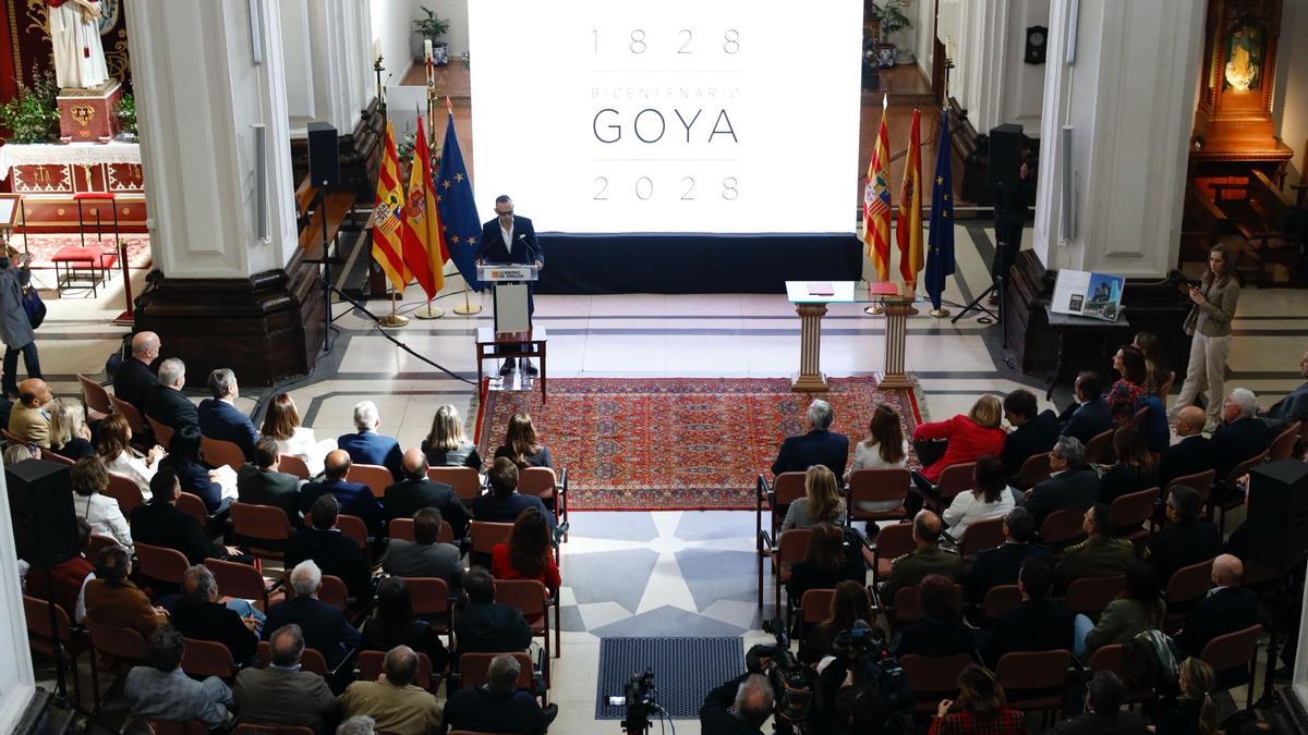 Presentación del plan director para conmemorar el bicentenario de la muerte de Goya, este martes en la iglesia de San Juan de los Panetes.