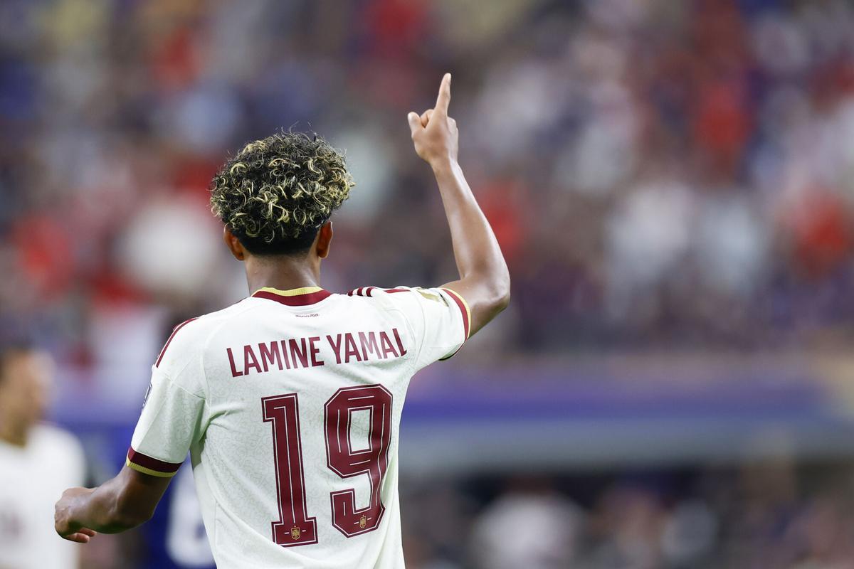 Lamine Yamal, en la semifinal ante Francia. EFE/ Carlos Ramírez