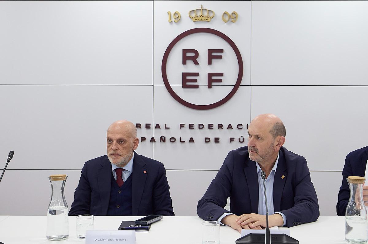 Javier Tebas, presidente de LaLiga, y Rafael Louzán, presidente de la RFEF