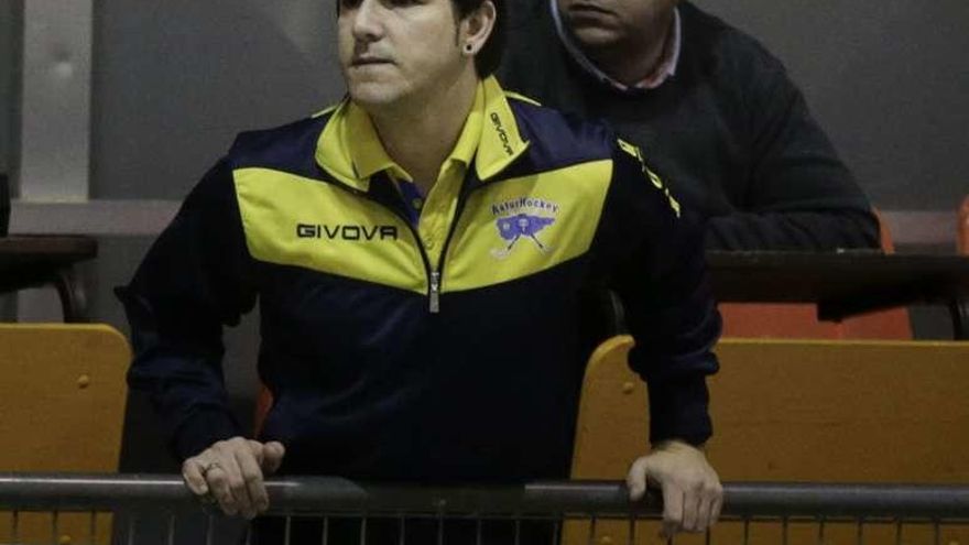 David Miranda, en un partido del Asturhockey en Grado