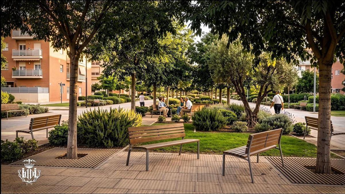 Figuración de las zonas verdes del Paseo García Lorca.
