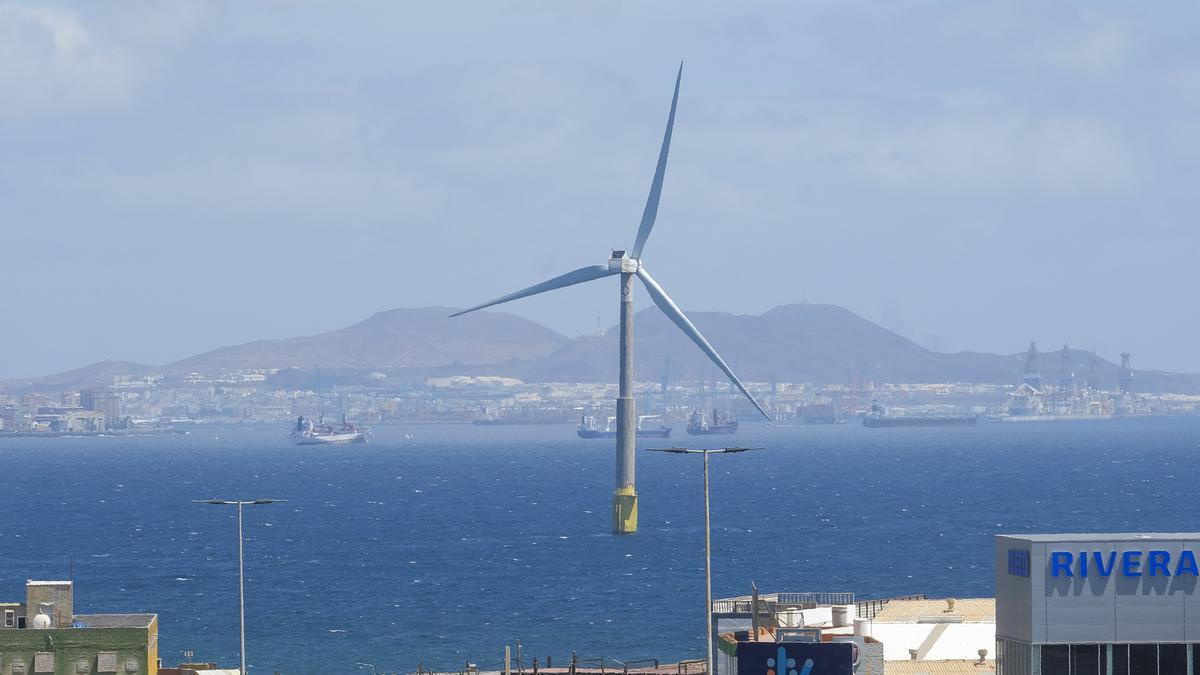 Aerogenerador eólico instalado por Plocan en Gran Canaria.