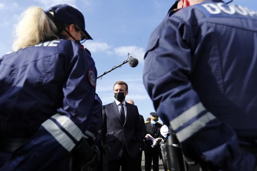 El president de França, Emmanuel Macron, visita el Pertús