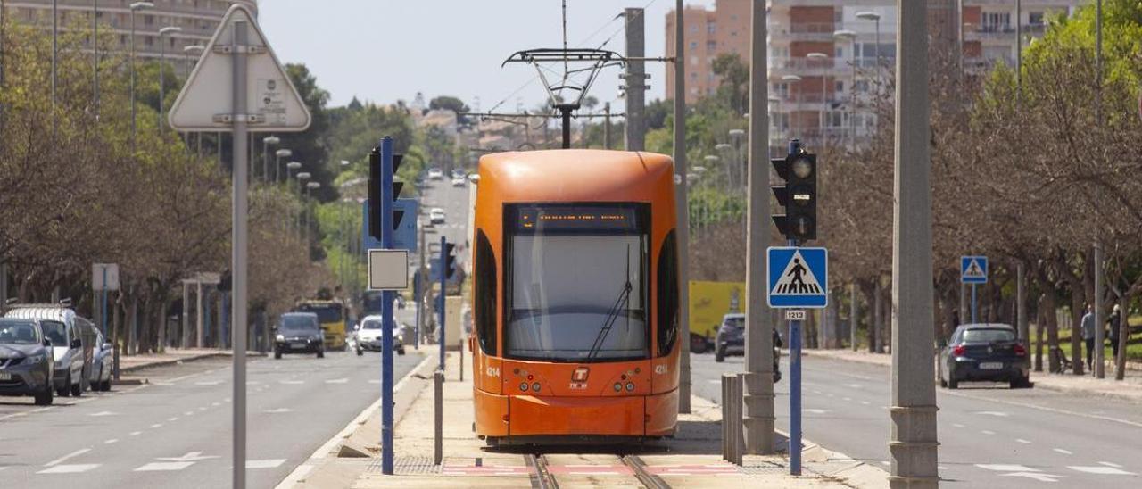 Un tranvía circula por Alicante