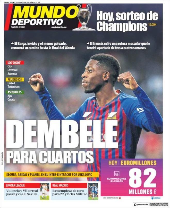 Portada de Mundo Deportivo del 15 de Marzo de 2019