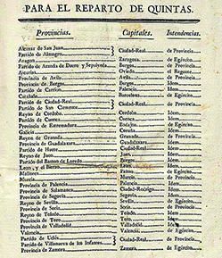 Reparto de quintas (1770).