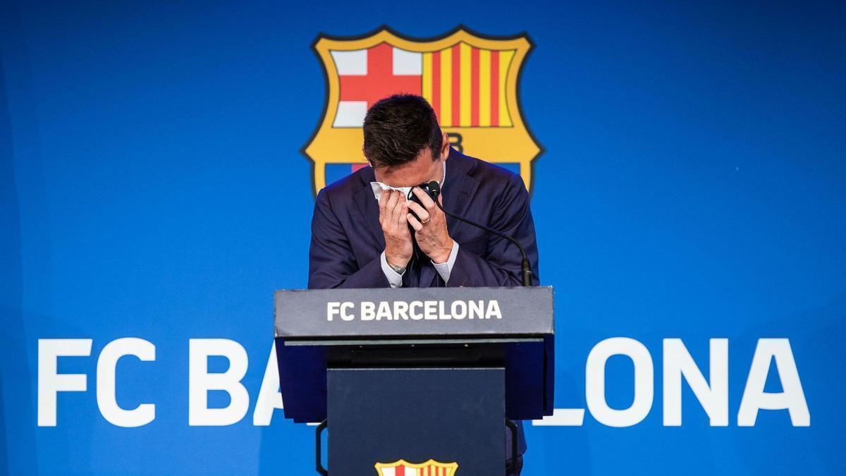 Messi, en su despedida del Barça.