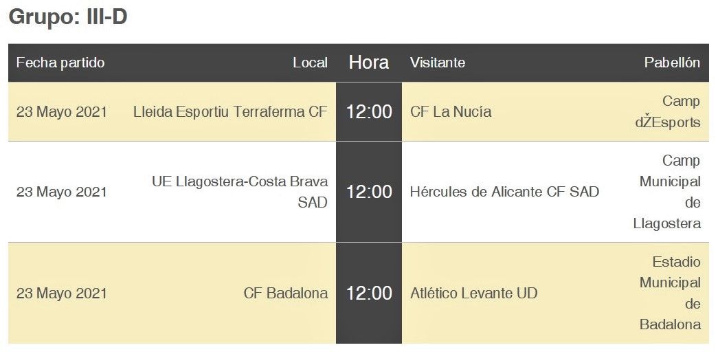 Cuadro de horarios para la última jornada de Liga fijado por la RFEF.