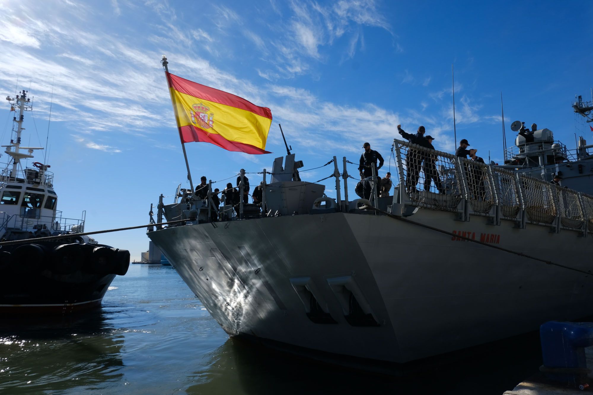 La fragata Santa María, en el puerto de Málaga.