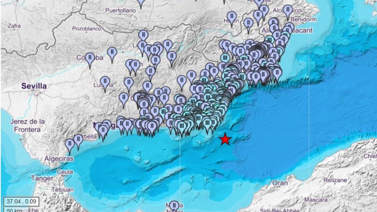 Intensidades registradas en España debidas al terremoto del 14 de julio de 2025