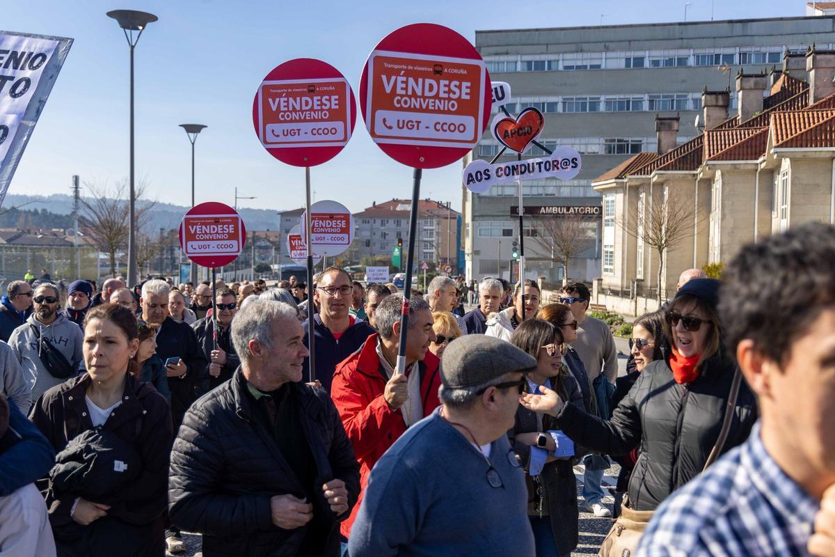 Manifestacion de la cig por el convenio del transporte de A Coruña