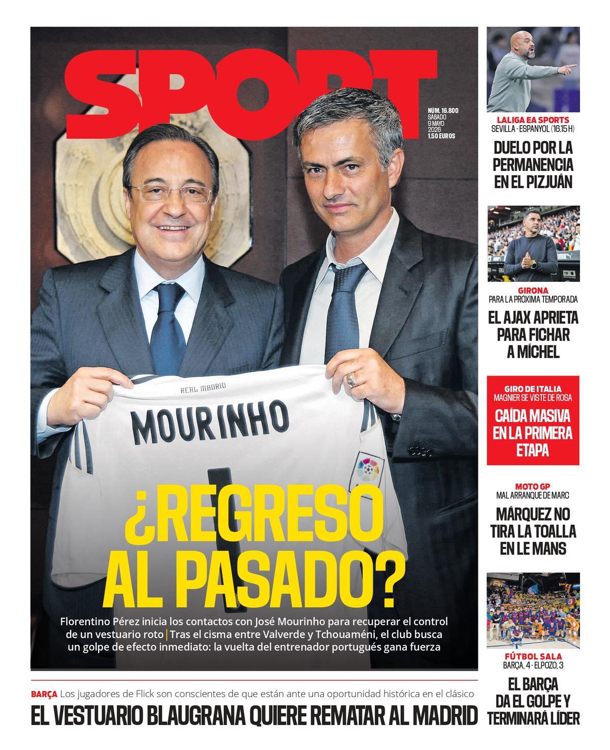 Esta es la portada de SPORT de hoy sábado, 9 de mayo de 2026