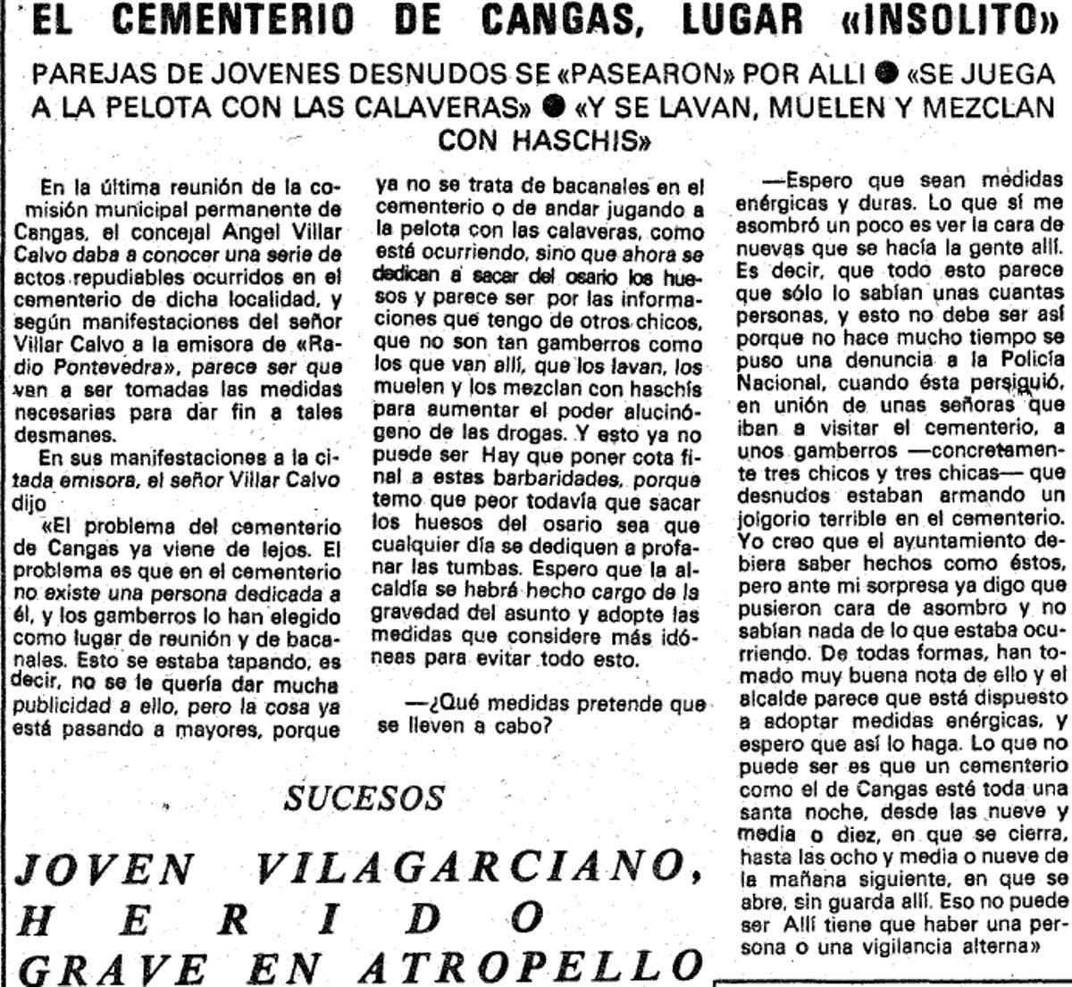 Noticia publicada en la página 18 de FARO DE VIGO el 7 de septiembre de 1979.