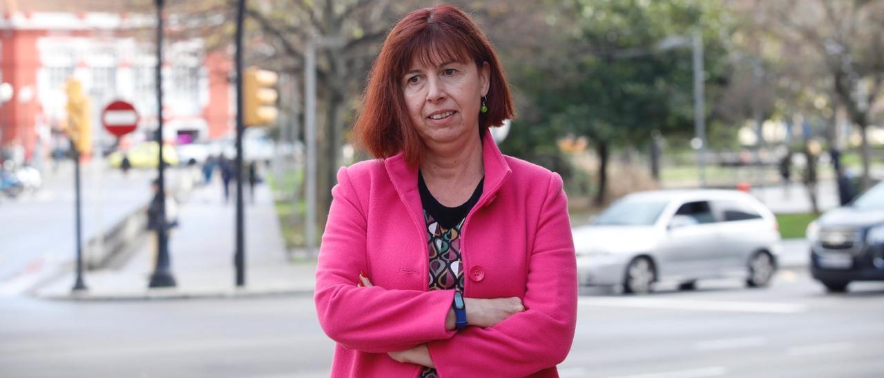 Dolores Patón, en la Casa Rosada, con la plaza de Europa al fondo.