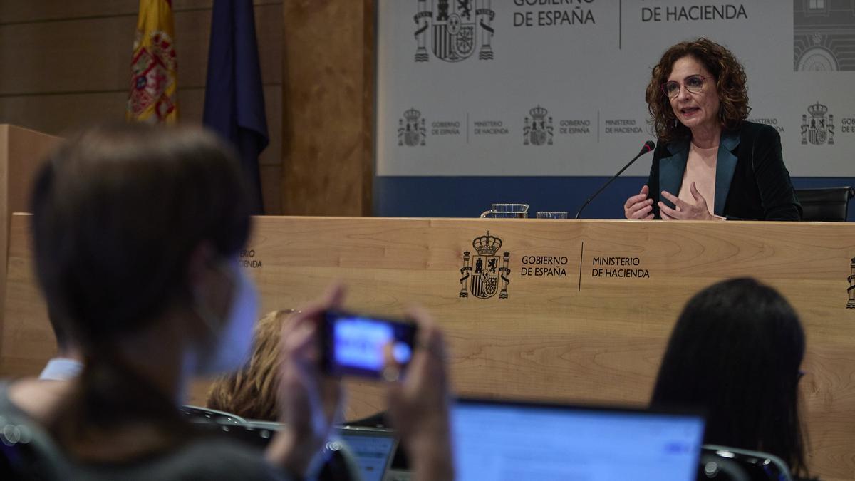 La ministra de Hacienda, María Jesús Montero, durante la presentación de la parte fiscal del Plan de Recuperación.